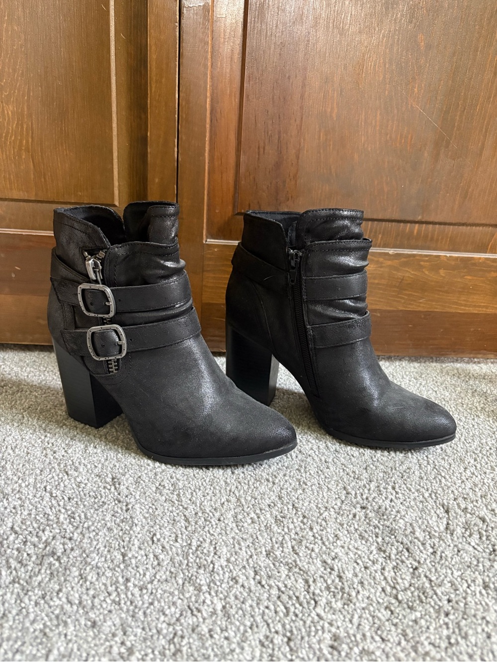 Carlos by Carlos Santana Pippin Black Buckle Ankle Booties